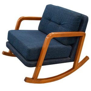 Gallery Clear Design KOZE Series Rocking Chair in Blue Upholstery