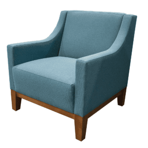 Used Jasper Group Blue Upholstered Lounge Chair W/ Wooden Base