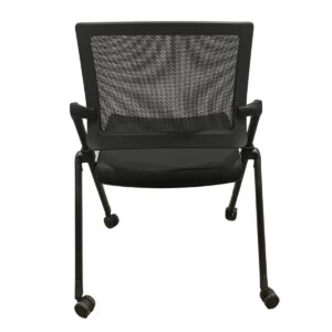 Gallery OTG Mesh-Back Nesting Chair W/ Arms In Black On Casters