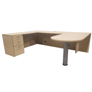 Gallery 66" W Maple Laminated Bullet Top U-Shape Desk W/ Box Box File Pedestal LH