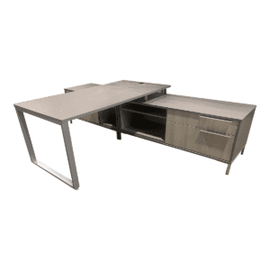 Gallery Used 71"W Two-Tone Executive Credenza Desk W/ Metal O-Leg