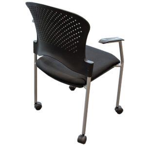 Gallery Used Black Stacking Chair W/ Casters & Silver Frame
