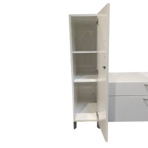 Gallery Used Allsteel 58" W White Height Adjustable Desk With Dual Monitor Arms & Storage
