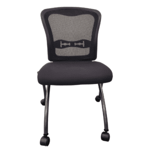 Gallery Black Mesh-Back Nesting Chair No Arms W/ Grey Frame
