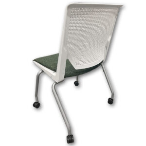 Gallery Used Haworth Very Mobile Stacking Chair White Frame - Green Upholstered Seat