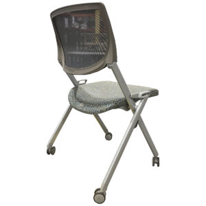 Gallery Used Allsteel Mesh-Back Nesting Chair with Pattern Upholstered Seat on Casters