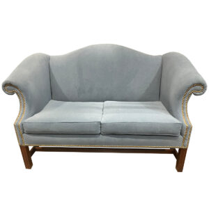 Gallery Used Blue Upholstered Traditional Two‑Seater Couch - Mahogany Frame