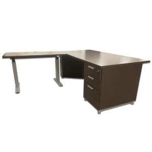 Gallery Used National Epic 72" W L-Shape Desk W/ 48" W Sit-Stand Return – Espresso - LH