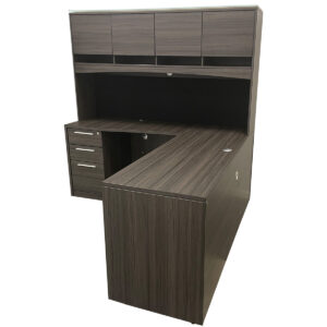 Gallery Used 72" W CorpDesign L-Shape Desk With Hutch In Grey - LH