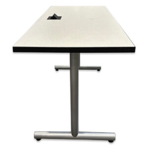 Gallery Used 61" W White Training Table W/ Silver Legs & Power 