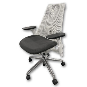 Gallery Used Herman Miller Sayl Task Chair - Dark Grey Seat - White Frame