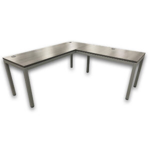 Gallery Used 71" W L-Shape Desk W/ Metal Frame - Grey Woodgrain 