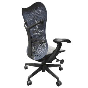 Gallery Used Herman Miller Mirra Chair Single Function W/ Blue Back & Grey Mesh Seat